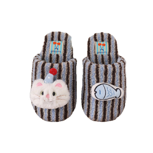 Striped Cat Fish Plush Slippers