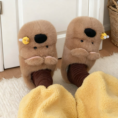 Bee-Kissed Puppy Plush Slippers