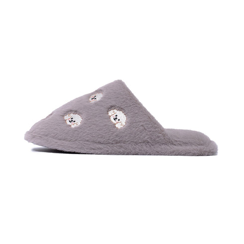 Whimsical Cartoon Embroidered Plush Slippers