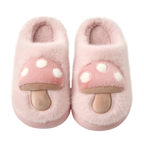 Spotted Mushroom Fuzzy House Slippers