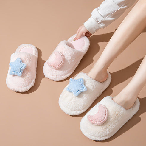 Moon Star Plush Home Slippers