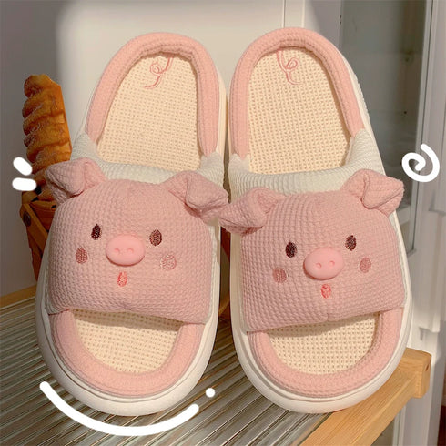 Piggy Face Waffle Strap Slides
