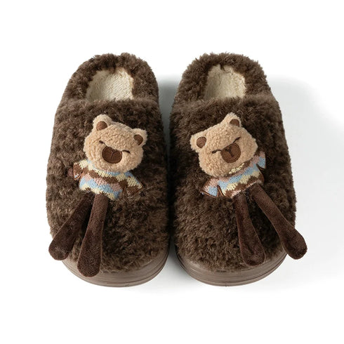 Fuzzy Capybara Doll Plush Slippers