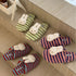 Striped Bunny Face Fleece Slippers