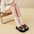 Leopard Print Platform Plush Slippers