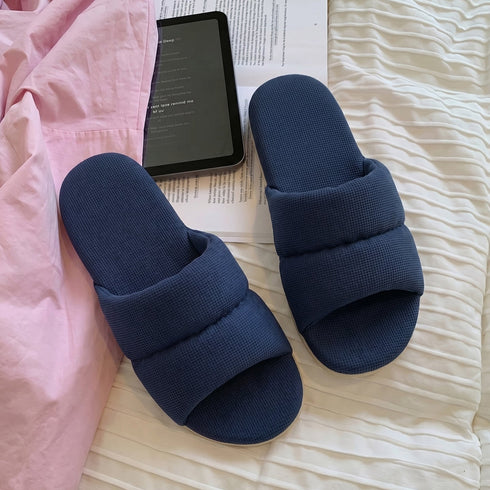 Puffy Waffle Open Toe Slides