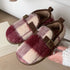 Fuzzy Plaid Buckle Clogs
