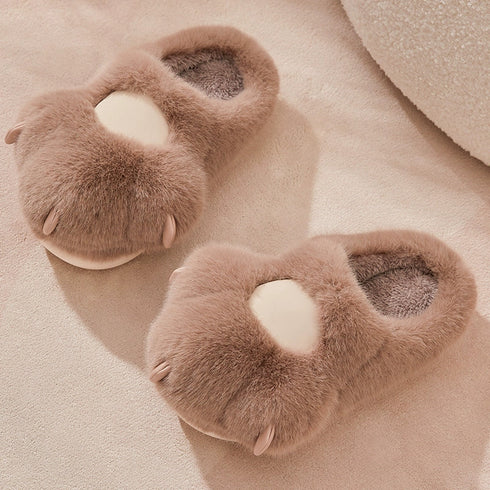 Fuzzy Kitty Claw Plush Slippers