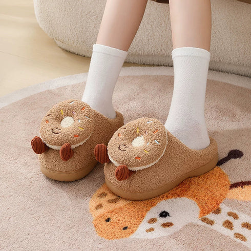 Fuzzy Sprinkled Donut Platform Slippers