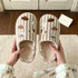 Striped Puppy Embroidered House Slippers