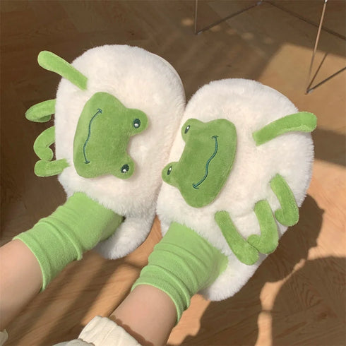 Frog Patch Plush Home Slippers