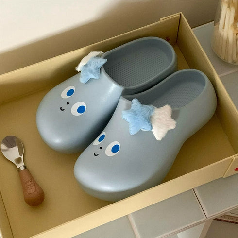 Whimsical Star Face Platform Clogs
