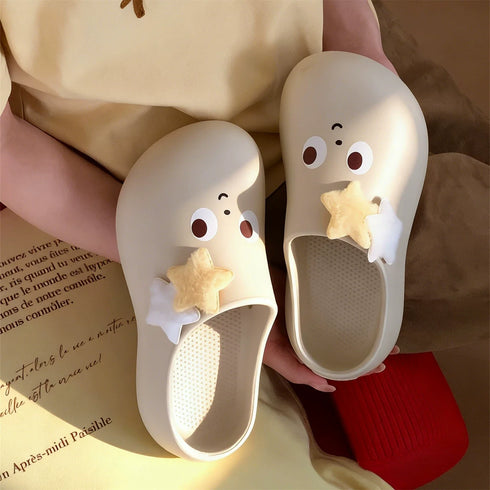 Whimsical Star Face Platform Clogs