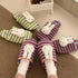 Striped Bunny Face Fleece Slippers