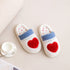 Heart Patch Knit Plush Slippers