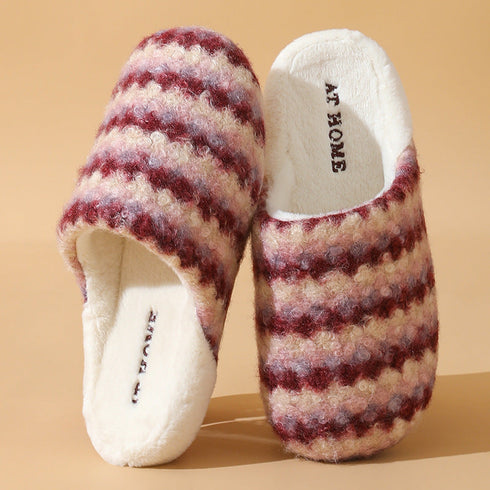 Wavy Stripe Plush House Slippers