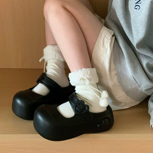 Chunky Heart Mary Jane Platform Clogs