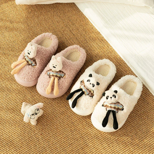 3D Panda Doll Plush Slippers