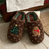Gingerbread Tree Mismatch Fuzzy Slippers
