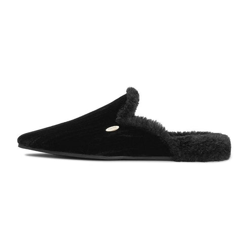 Pointed-Toe Fuzzy Mule Slippers
