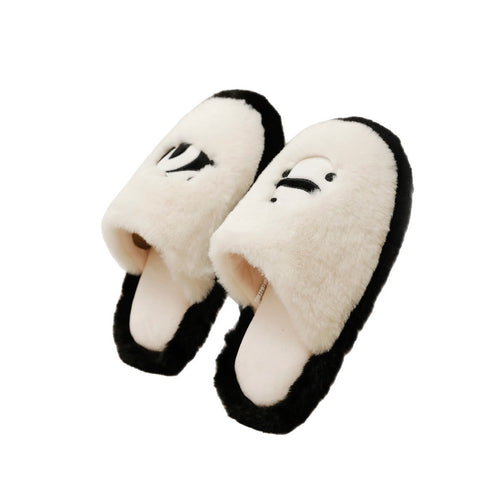 Plush Panda Face Warm Slippers