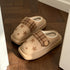 Retro Star Plaid Platform Slippers