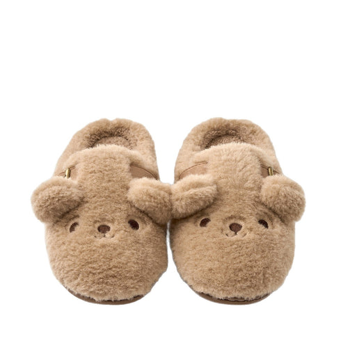 Teddy Bear Buckle Fleece Slippers