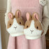 Fluffy Bunny Ear Platform Slippers