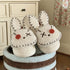 Stitched Patch Bunny Platform Slippers