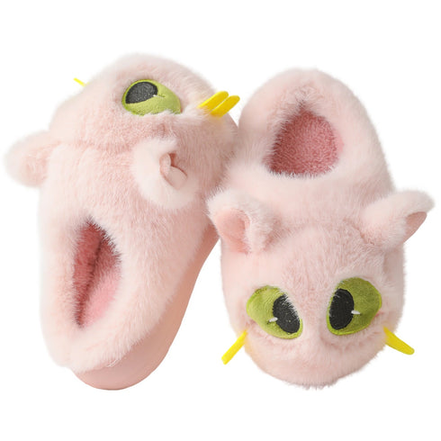 Fluffy Big Eye Kitty Slippers