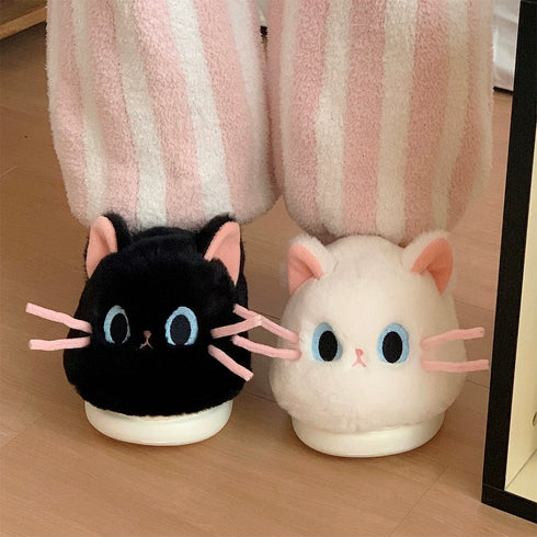 Whiskered Cat Plush slippers