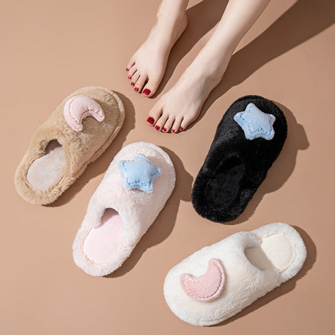 Moon Star Plush Home Slippers