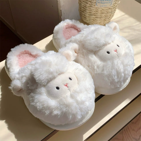 Fluffy Lamb Face Home Slippers