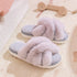 Plush Crisscross Open-Toe Slippers
