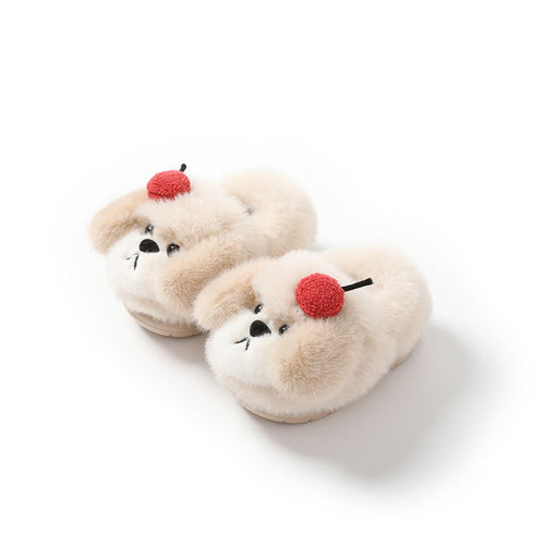 Cherry Puppy Plush House Slippers