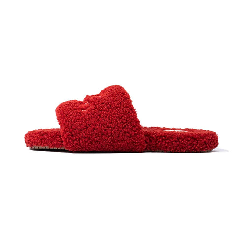 Fuzzy Crown Embroidered Lounge Slides