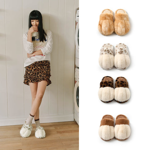 Plush Kitty Paw House Slippers