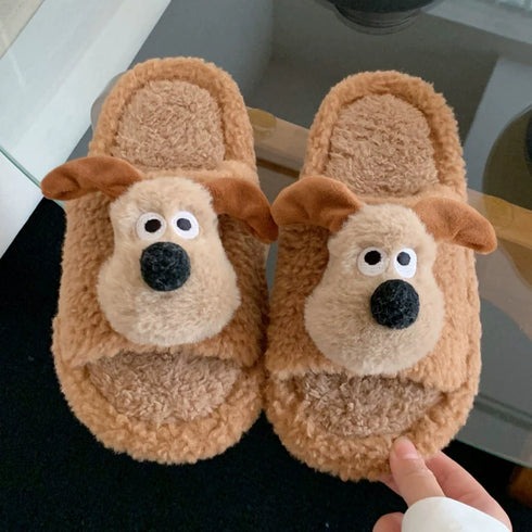 Doggo Face Fuzzy Home Slippers