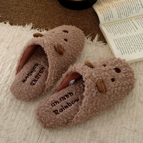 Cozy Bear Face Plush Slippers