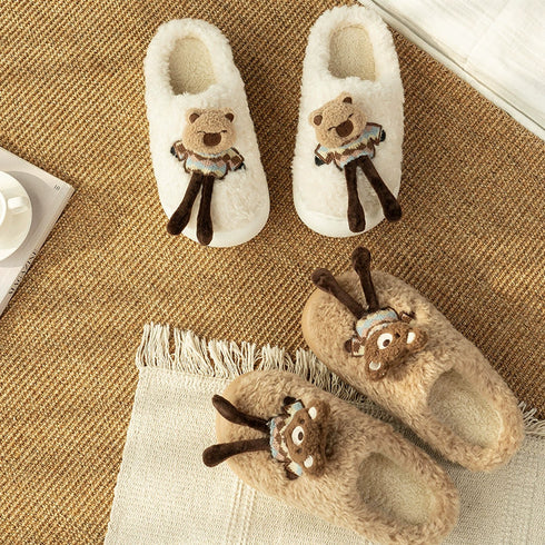 Fuzzy Capybara Doll Plush Slippers