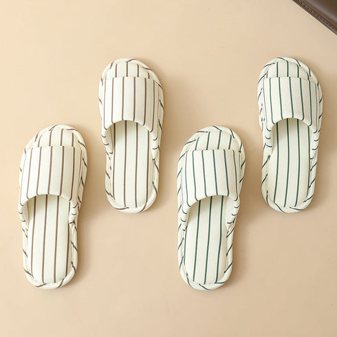 Breezy Pinstripe Linen Home Slides