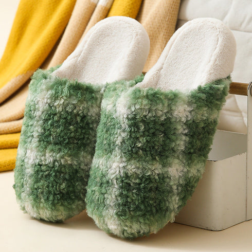 Chunky Check Sherpa Slippers