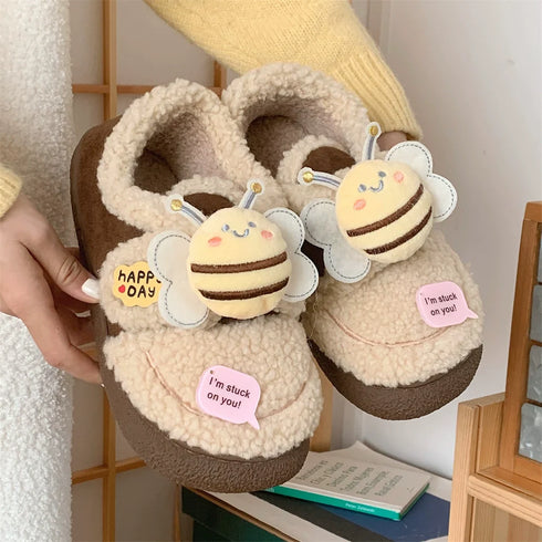 Buzzy Bee Sherpa Home Slippers