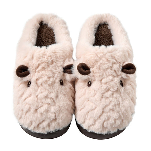 Fleece Animal Face Platform Slippers