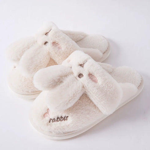 Fuzzy Bunny Ears House Slippers