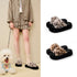 Leopard Print Platform Plush Slippers