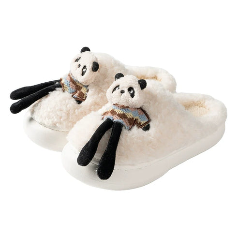 3D Panda Doll Plush Slippers