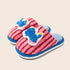 Whimsical Kitty Striped Plush Slippers