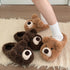 Fuzzy Teddy Bear Face Slippers