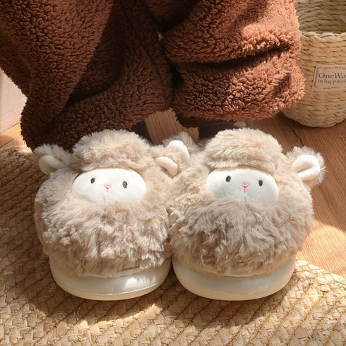 Fluffy Lamb Face Home Slippers